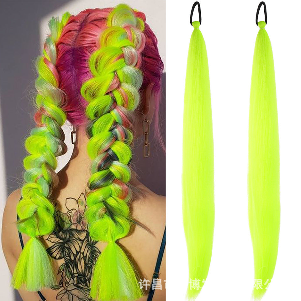 A child girl rubber band ponytail wig box braids colorful elastic rope braids ponytail wig hair extensions braids - Mixbatch