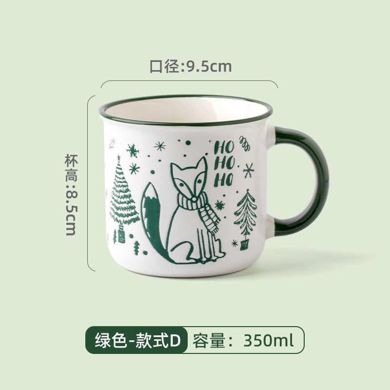 A Christmas mug creative cute cartoon ceramic cup girls coffee cup teacup holiday gift cup