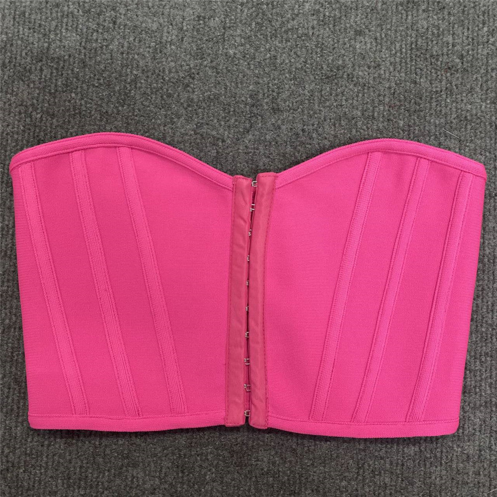 A European and American cross-border new women's clothing, sexy tube top, exposed navel, fish bone, shoulder girdle, slim bandage, small top