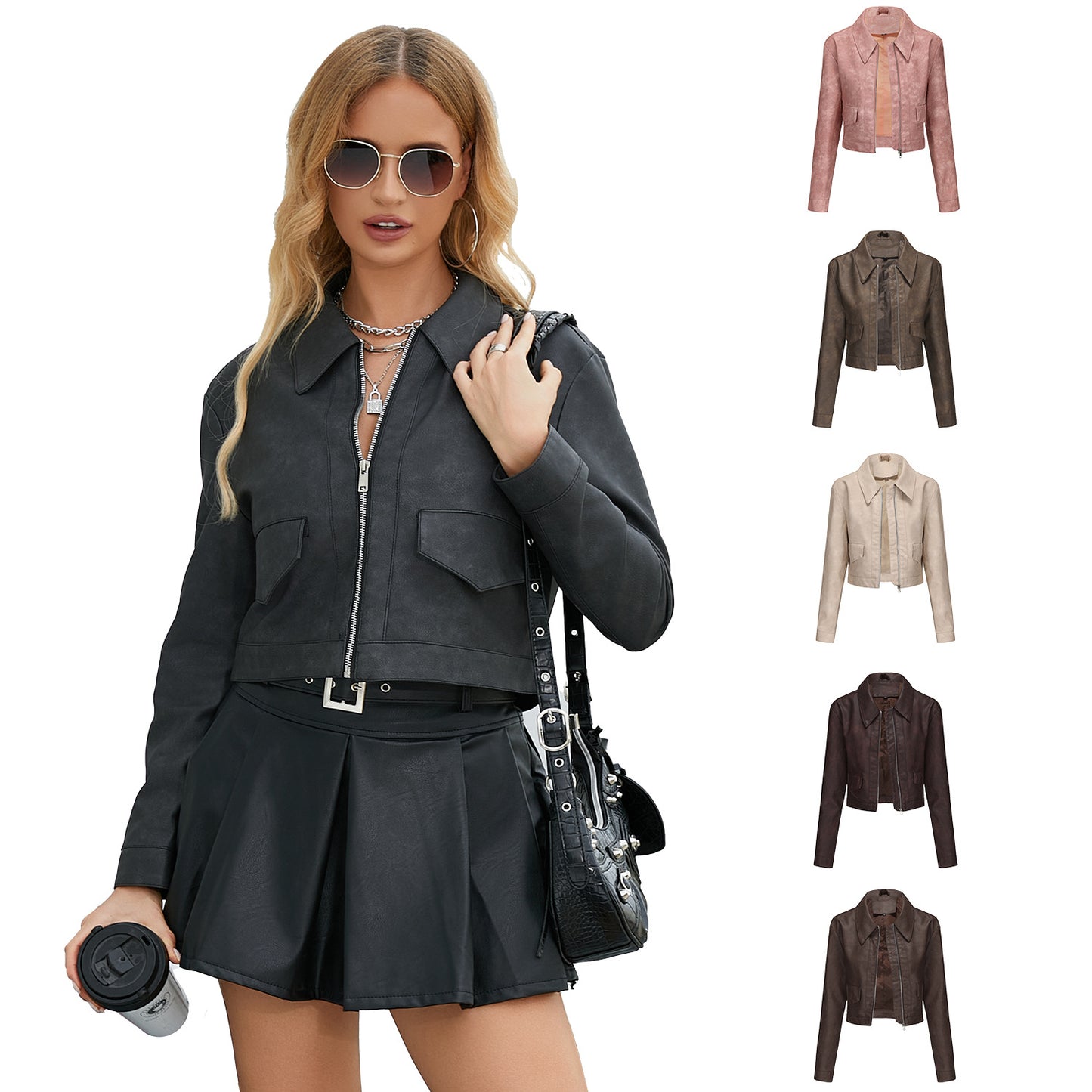 A women's leather jacket