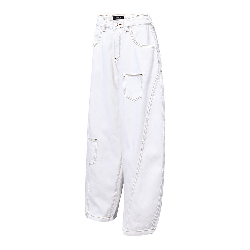 A wide leg jeans straight loose