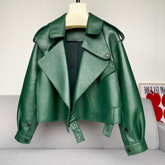 A sheepskin women's leather jacket