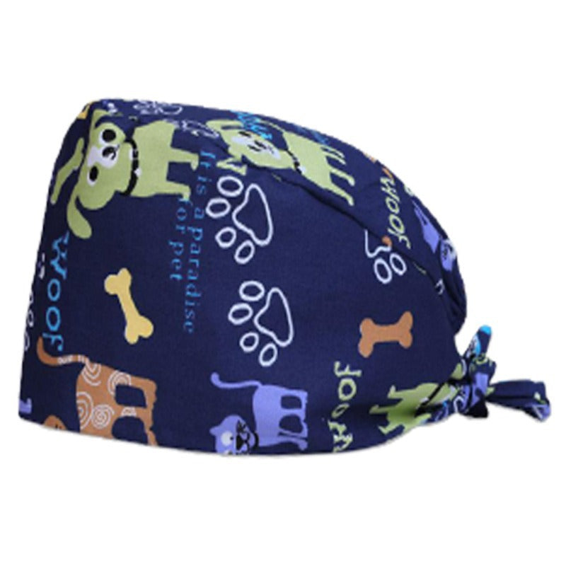 A Cross-border surgical cap Cotton solid color nurse operating room cap Sweat-absorbing and windproof confinement cap Dental dentist cap