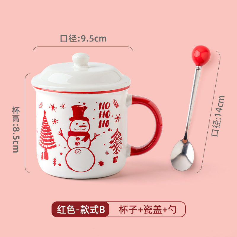 A Christmas mug creative cute cartoon ceramic cup girls coffee cup teacup holiday gift cup