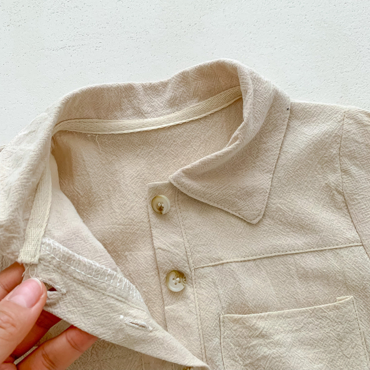 A children's clothing in stock Instagram style Korean version baby short sleeved jumpsuit for boys with open chest lapel work piece climbing suit - Mixbatch