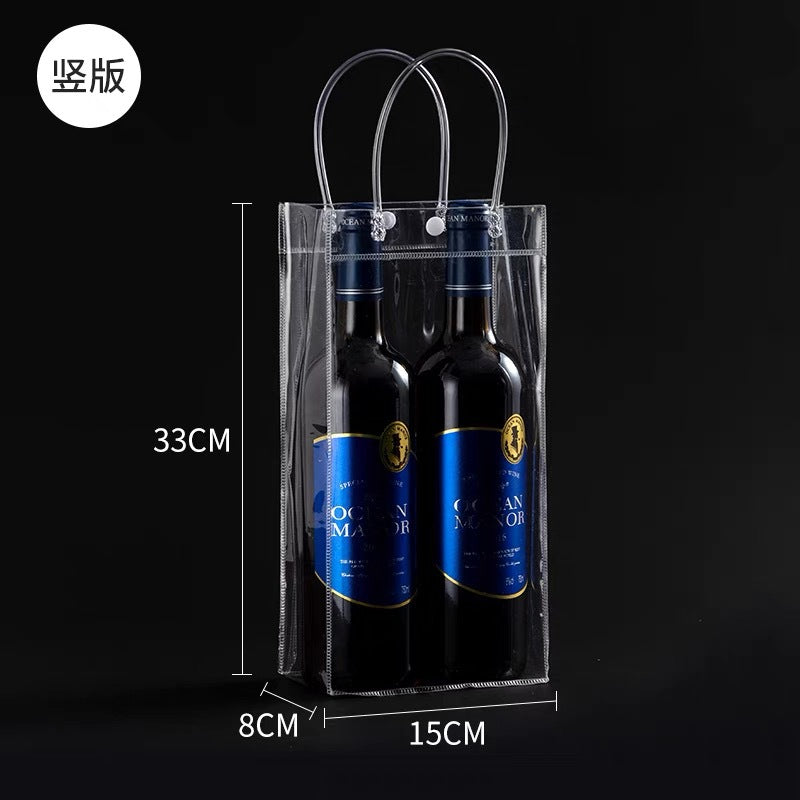 A spot stall pvc plastic tote bag transparent hose thickened red wine packaging bag gift bag