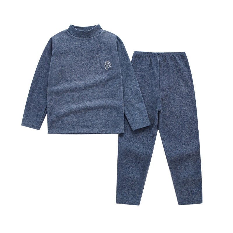 A Children's medium-neck thermal underwear Small medium-sized and older children's long johns Double-sided polished children's home primer set - Mixbatch