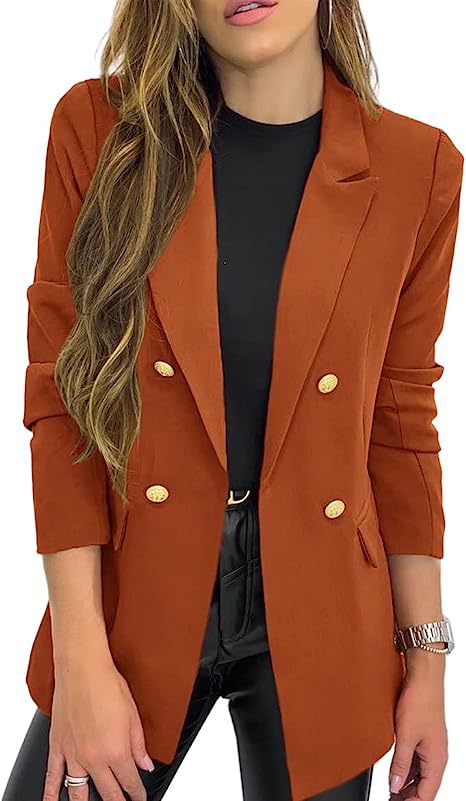 A Amazon foreign trade cross-border new small blazer women's solid color casual long-sleeved lapel button jacket
