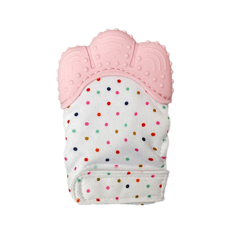 A Silicone molar gloves Food grade Baby imitation finger molar stick Hand guard Sound toy
