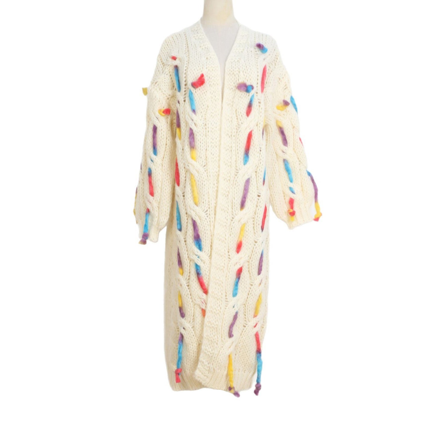 A Cross-border European and American sweaters, women's colored hand hooks, loose foreign style, autumn and winter new stick-needle sweaters, cardigans, long skirts, coats