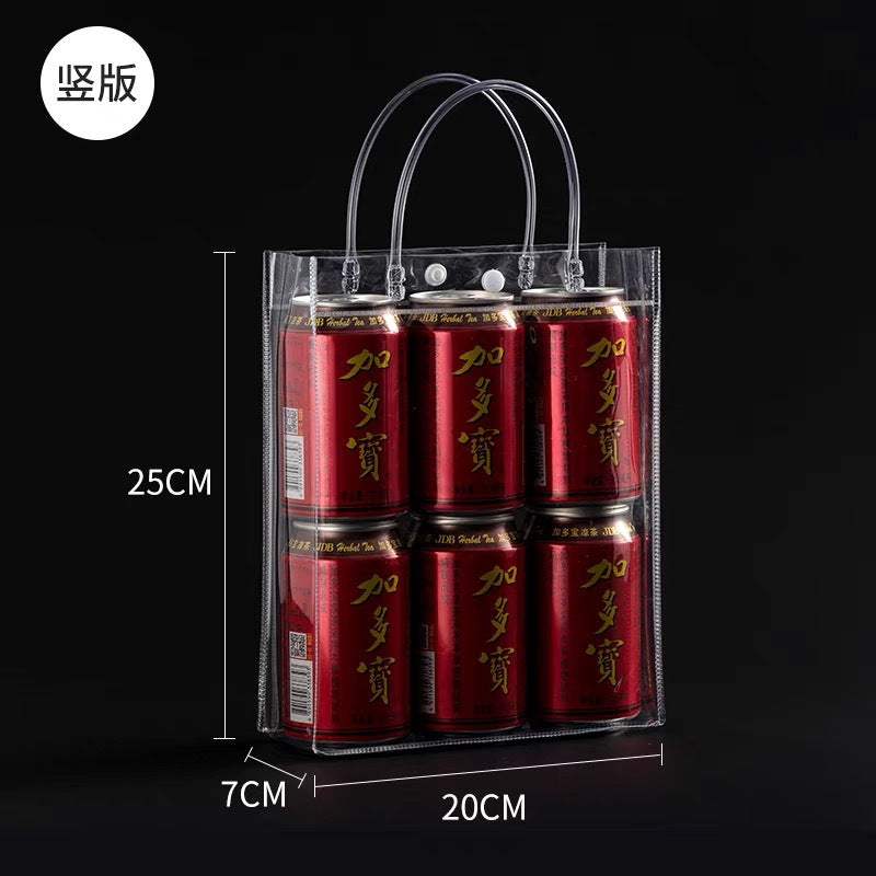 A spot stall pvc plastic tote bag transparent hose thickened red wine packaging bag gift bag
