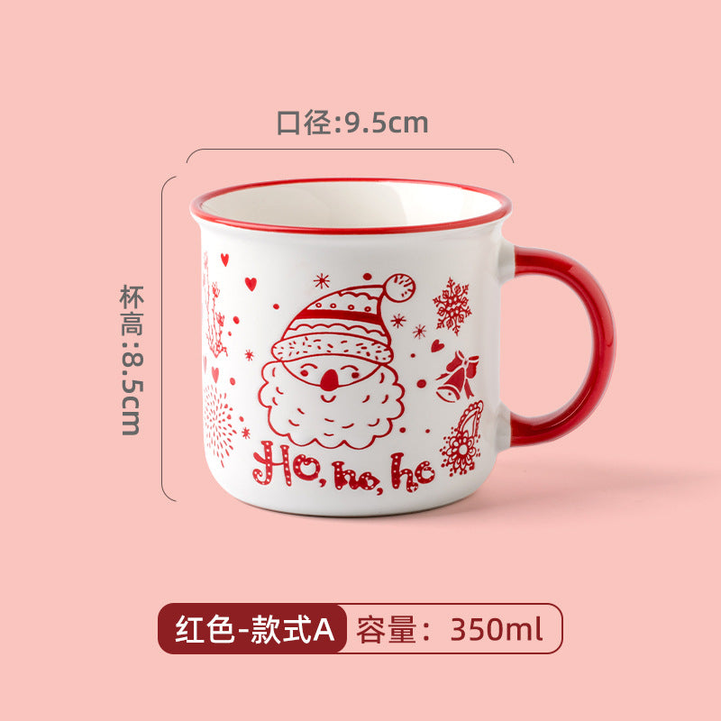 A Christmas mug creative cute cartoon ceramic cup girls coffee cup teacup holiday gift cup
