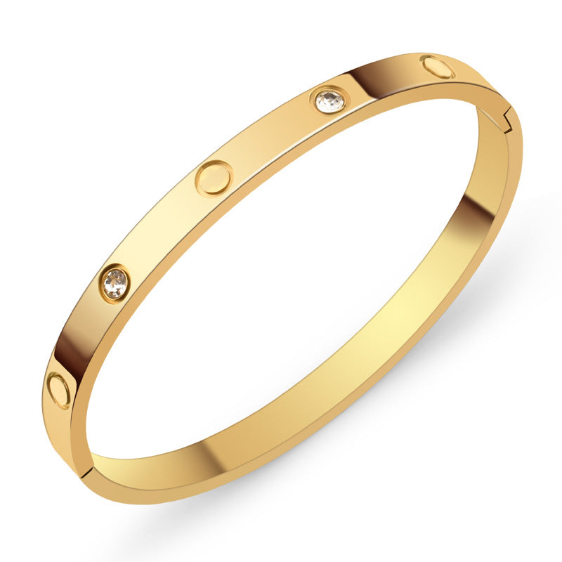 A Cross-border fashion bracelet with diamond buckle ten diamonds titanium steel diamond rose gold bracelet women's light luxury temperament