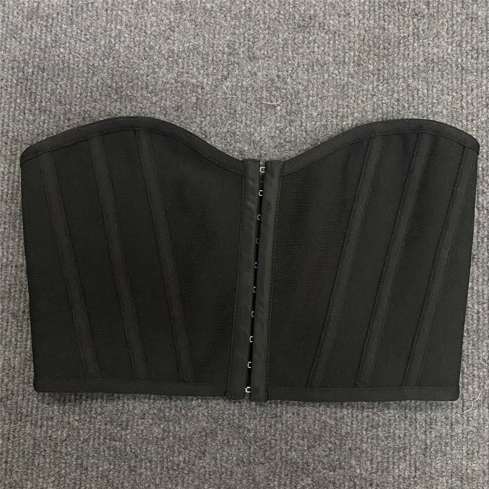 A European and American cross-border new women's clothing, sexy tube top, exposed navel, fish bone, shoulder girdle, slim bandage, small top
