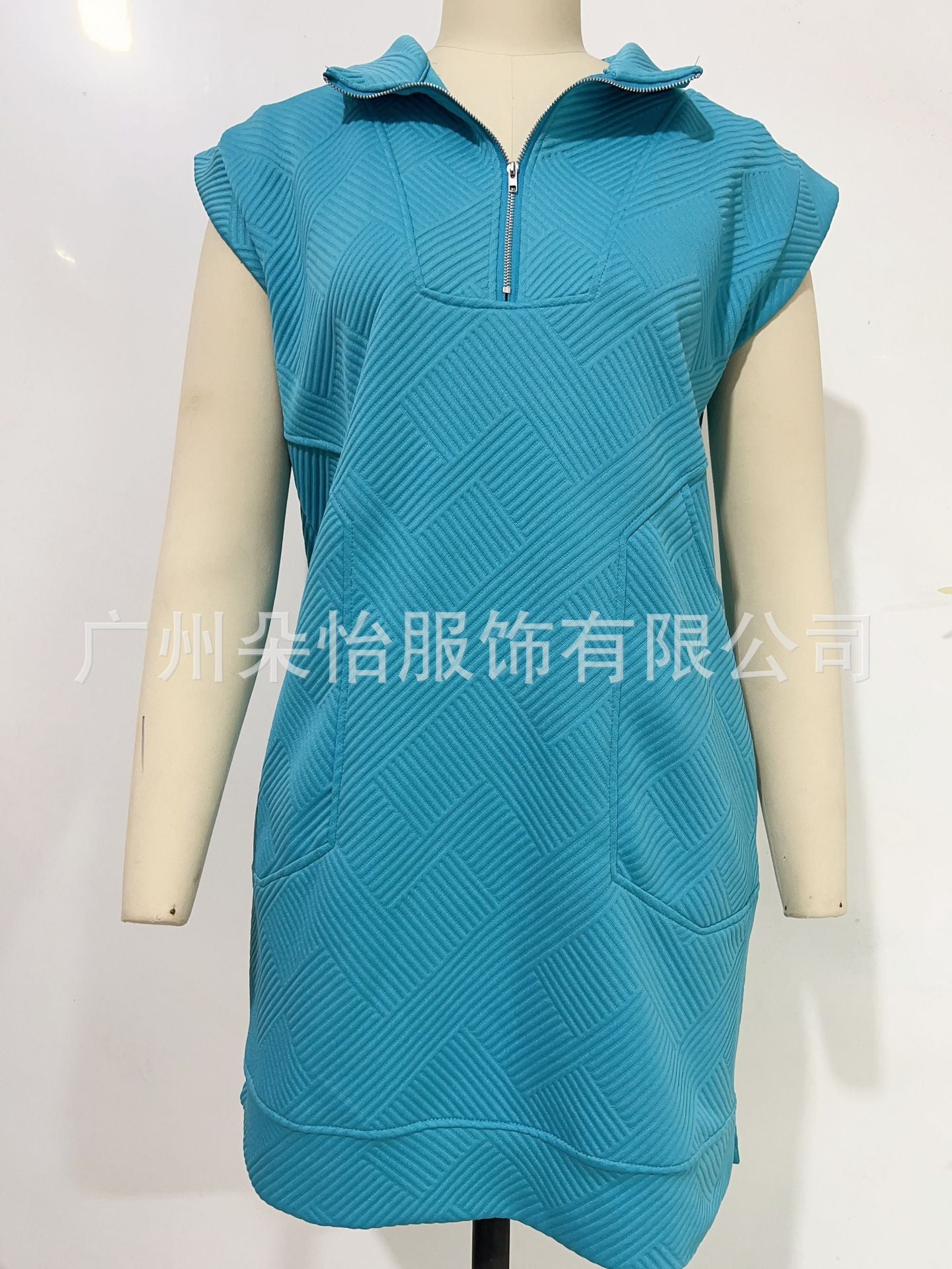 Europe, America, cross-border Amazon independent station 2025 summer new lapel zipper pocket loose straight dress - Mixbatch
