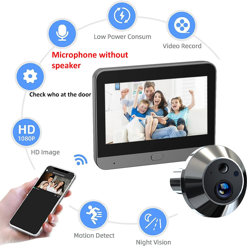 A cat eye surveillance camera graffiti APP intelligent remote call TUYA electronic cat eye anti-theft visual door