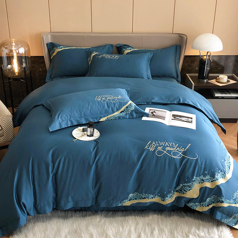 OQ5M luxury 100-piece long-staple cotton four-piece cotton embroidered quilt cover sheets with high quality bedding 4 - Mixbatch
