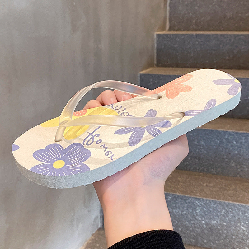 A non-slip ns tide i fashion beach pinch flip-flops women's slippers couple splint sandals summer wear new flower shoes