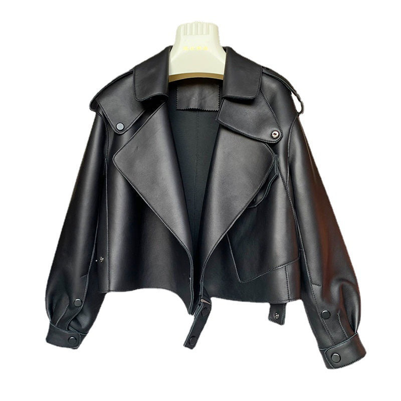 A sheepskin women's leather jacket