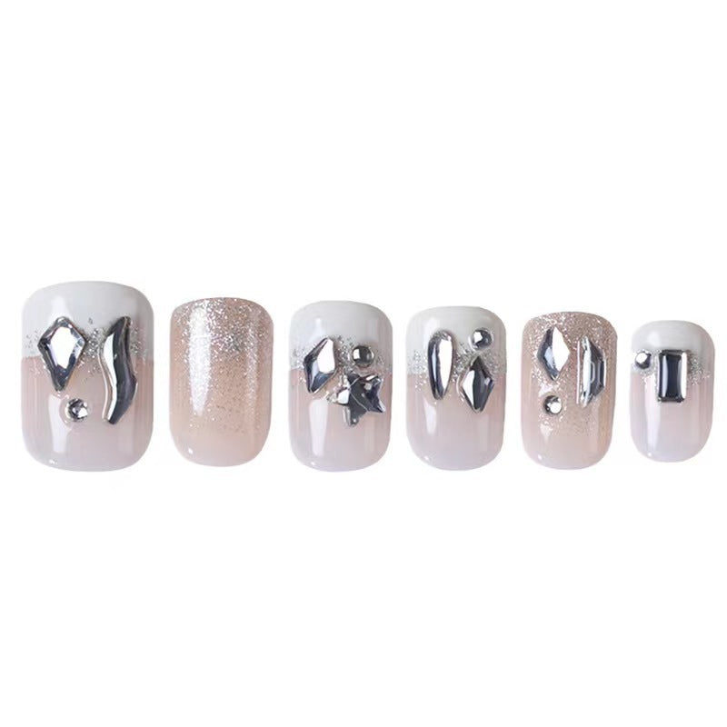 A Yi Yi Dance 30 pieces Handmade white moonlight cat eye manicure pieces Gentle temperament cat eye aurora wearing armor Xiaohongshu explosion - Mixbatch