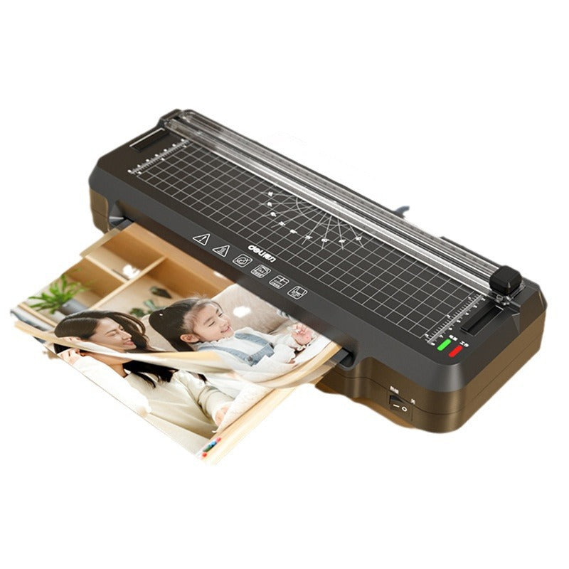 A Deli GQ400 plastic sealing machine office household small cutting rounded corners integrated three-in-one commercial photo molding machine