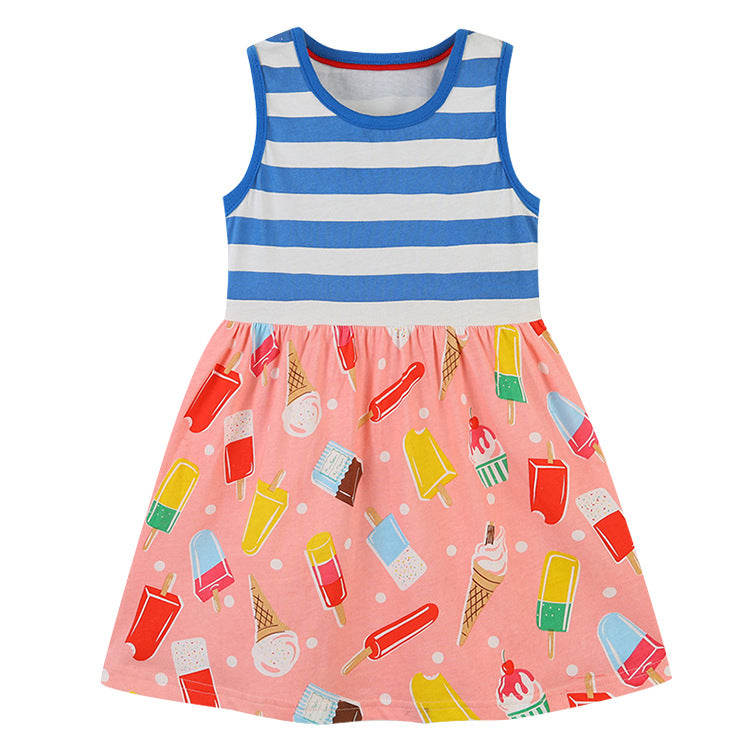 A printed knitted cotton dress for children 100% COTTON - Mixbatch