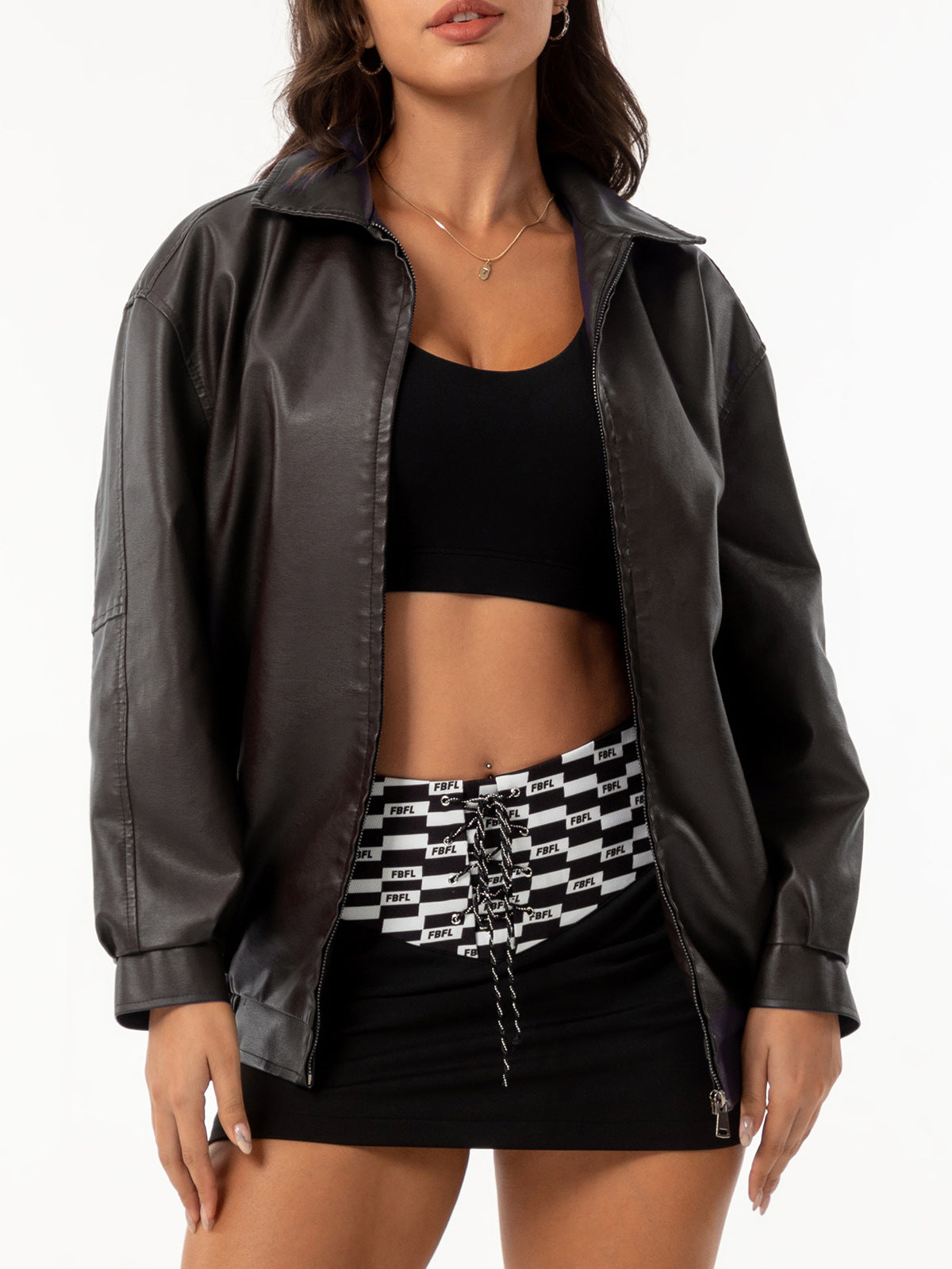 A women's leather jacket