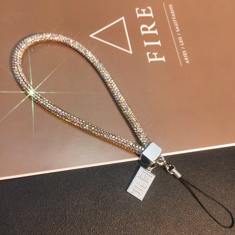 A Mobile phone lanyard length Wrist rhinestone lanyard Women's high-end luxury full diamond pendant Colorful fashion pendant - Mixbatch