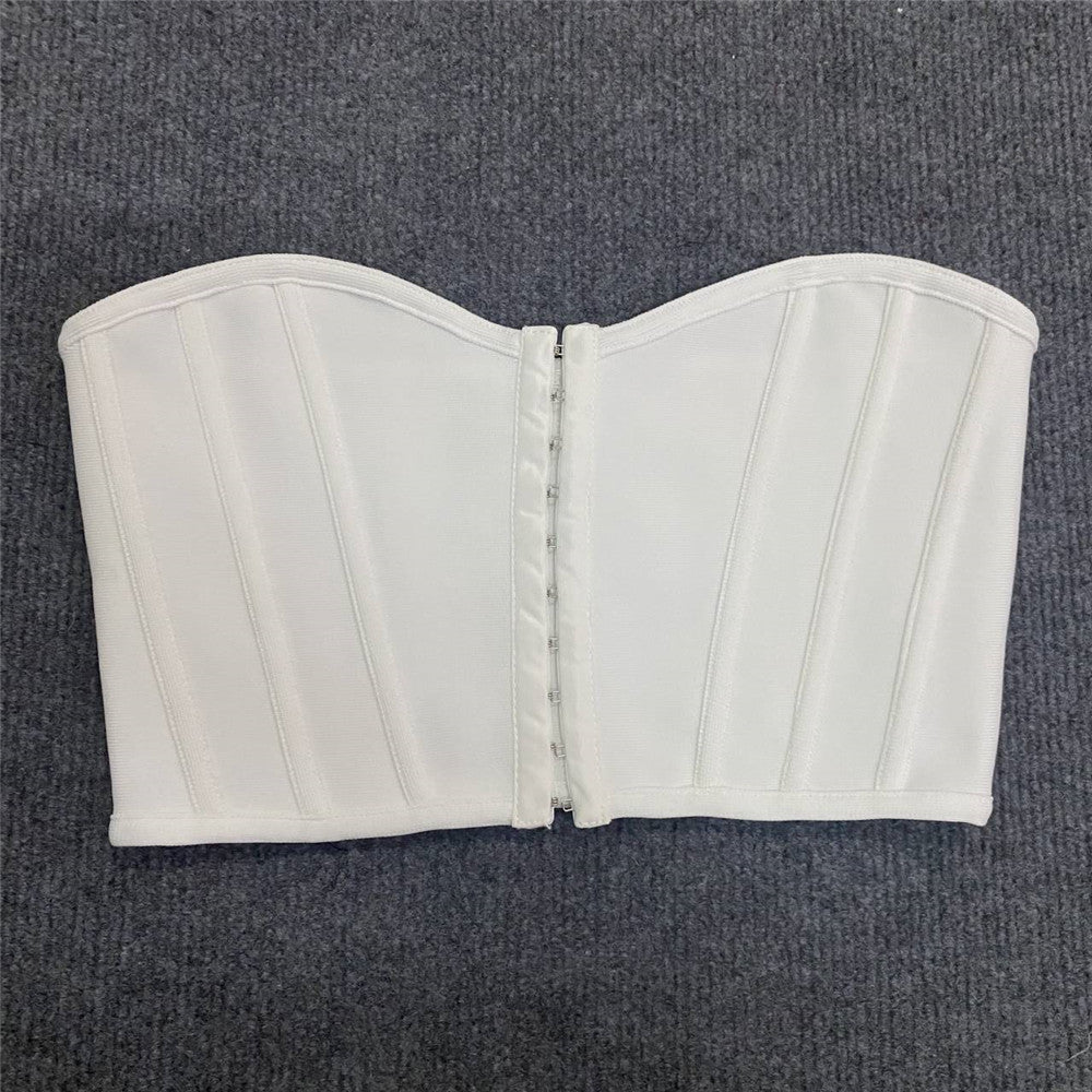 A European and American cross-border new women's clothing, sexy tube top, exposed navel, fish bone, shoulder girdle, slim bandage, small top