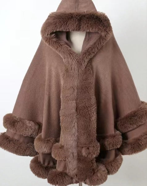 A new loose fur collar shawl