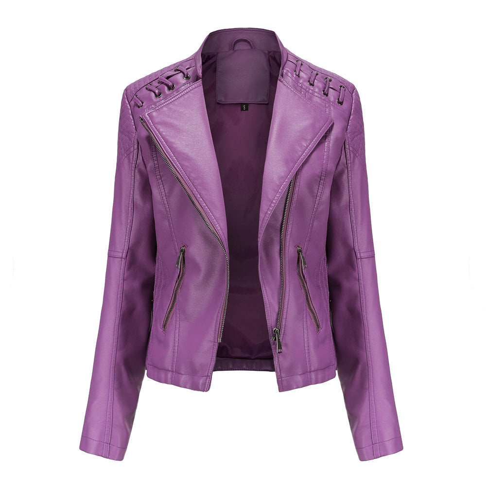 A women's leather jacket