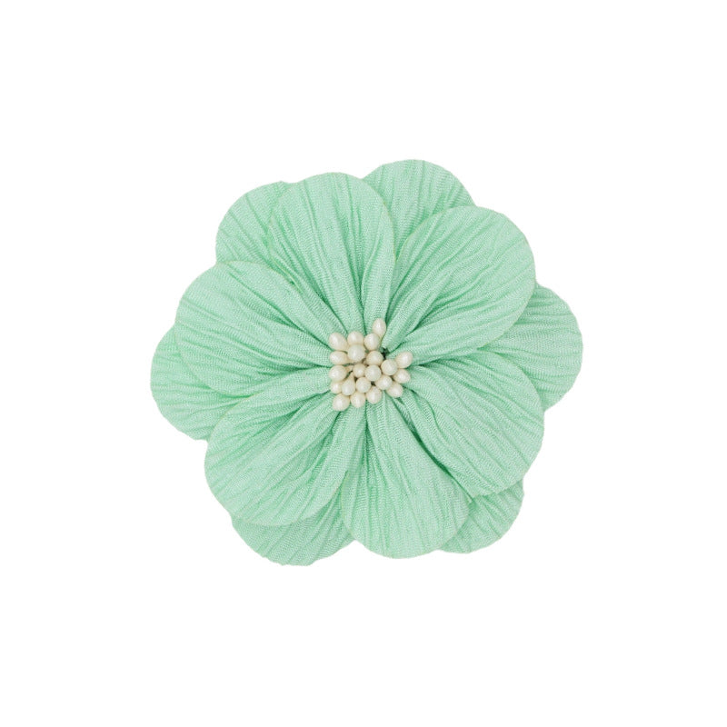 A new handmade pleated fabric flower bark pattern flower core head flower headband accessories shoes and hats flower clothing accessories 8CM - Mixbatch