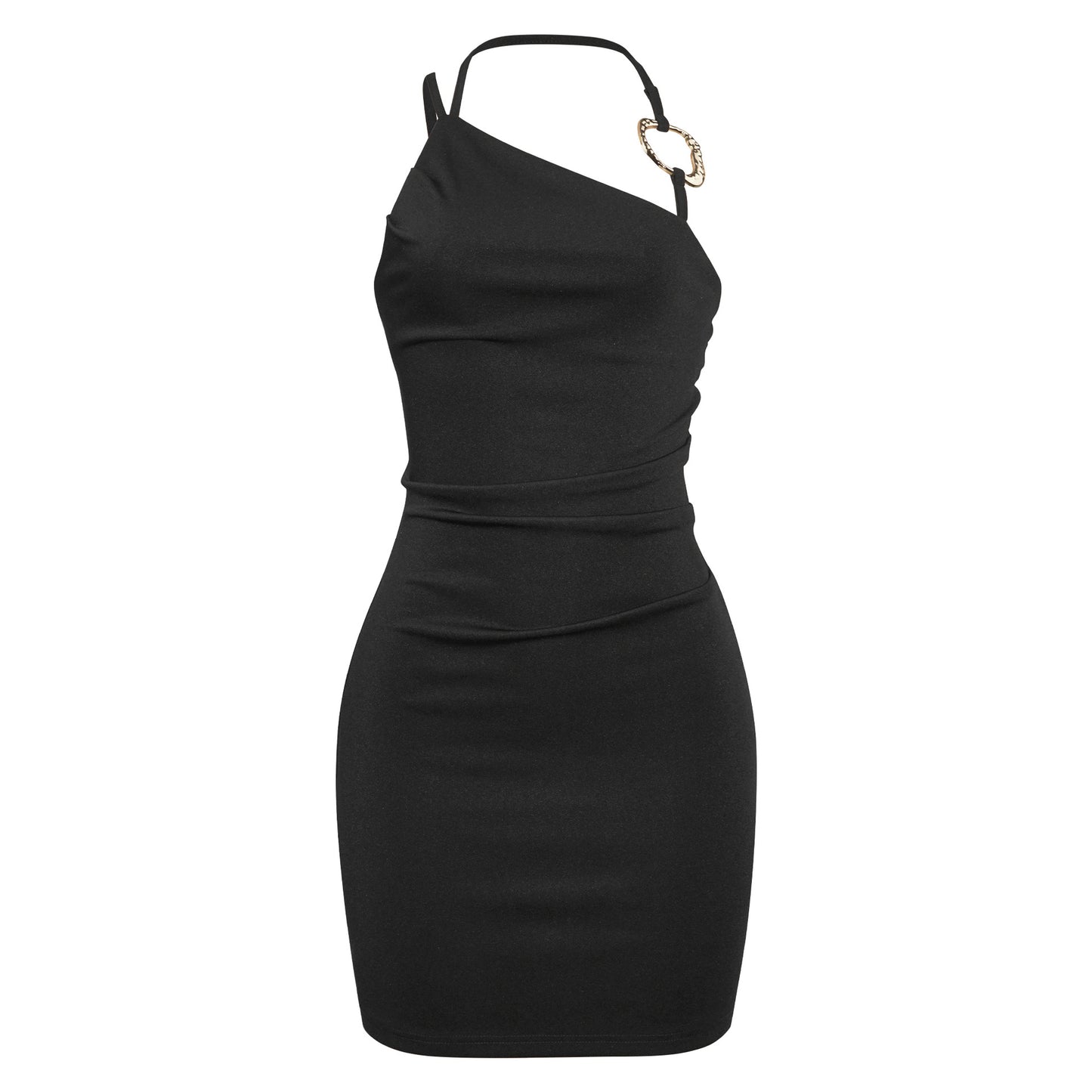 A709DS European and American cross-border 2025 spring new fashion trend diagonal shoulder neck halter personalized Spice Girl dress - Mixbatch