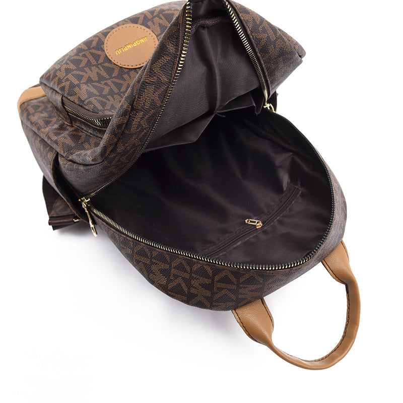 A daily versatile letter contrasting backpack manufacturer wholesale PU casual portable backpack - Mixbatch