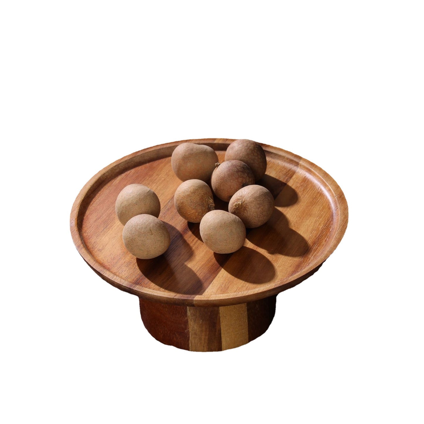 A Acacia wood tall cake display tray photo rack fruit plate snack cake plate dessert rack