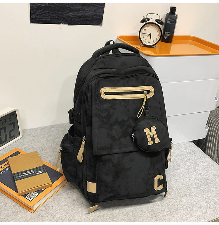 A Korean version ins new high-value solid color alphabet backpack couple casual simple lightweight large-capacity backpack