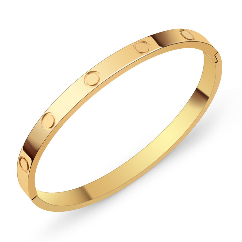 A Cross-border fashion bracelet with diamond buckle ten diamonds titanium steel diamond rose gold bracelet women's light luxury temperament