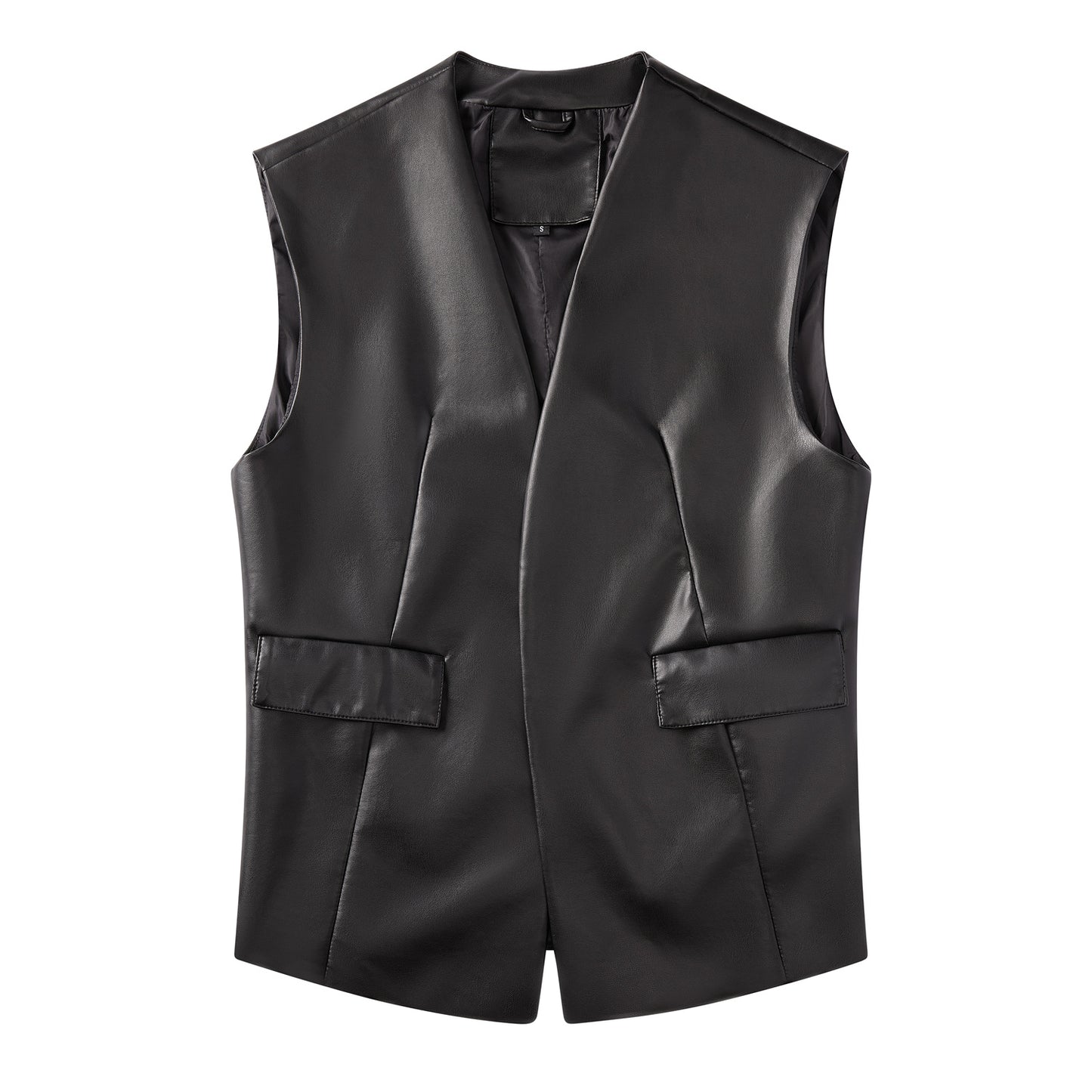 A women's PU leather vest jacket