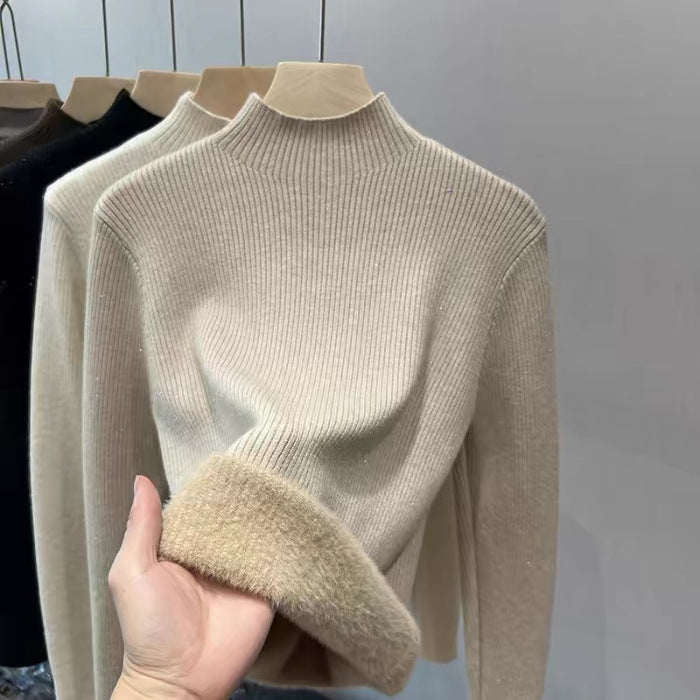 A bright silk semi-turtleneck thickened thermal bottoming shirt