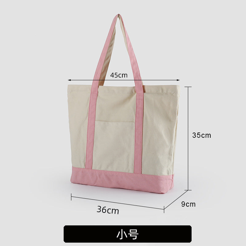 A thickened canvas supermarket environmental protection bag large capacity new cross-border grocery shopping bag strong zipper tote bag can be printed logo - Mixbatch