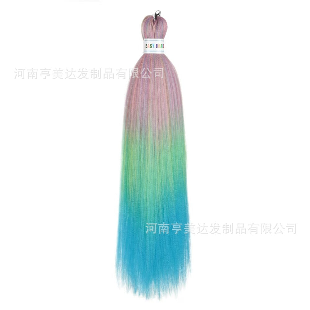 A EZ Color 26inch Women Chemical Fiber Long Straight Hair Large Easy Braided Hair Low Temperature Silk Long Straight Hair Wig - Mixbatch