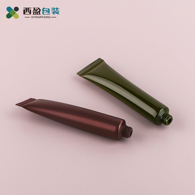 A 20g brown eye cream tube with plastic black cover pickle green facial cleanser hose, cosmetic plastic packaging bottle - Mixbatch