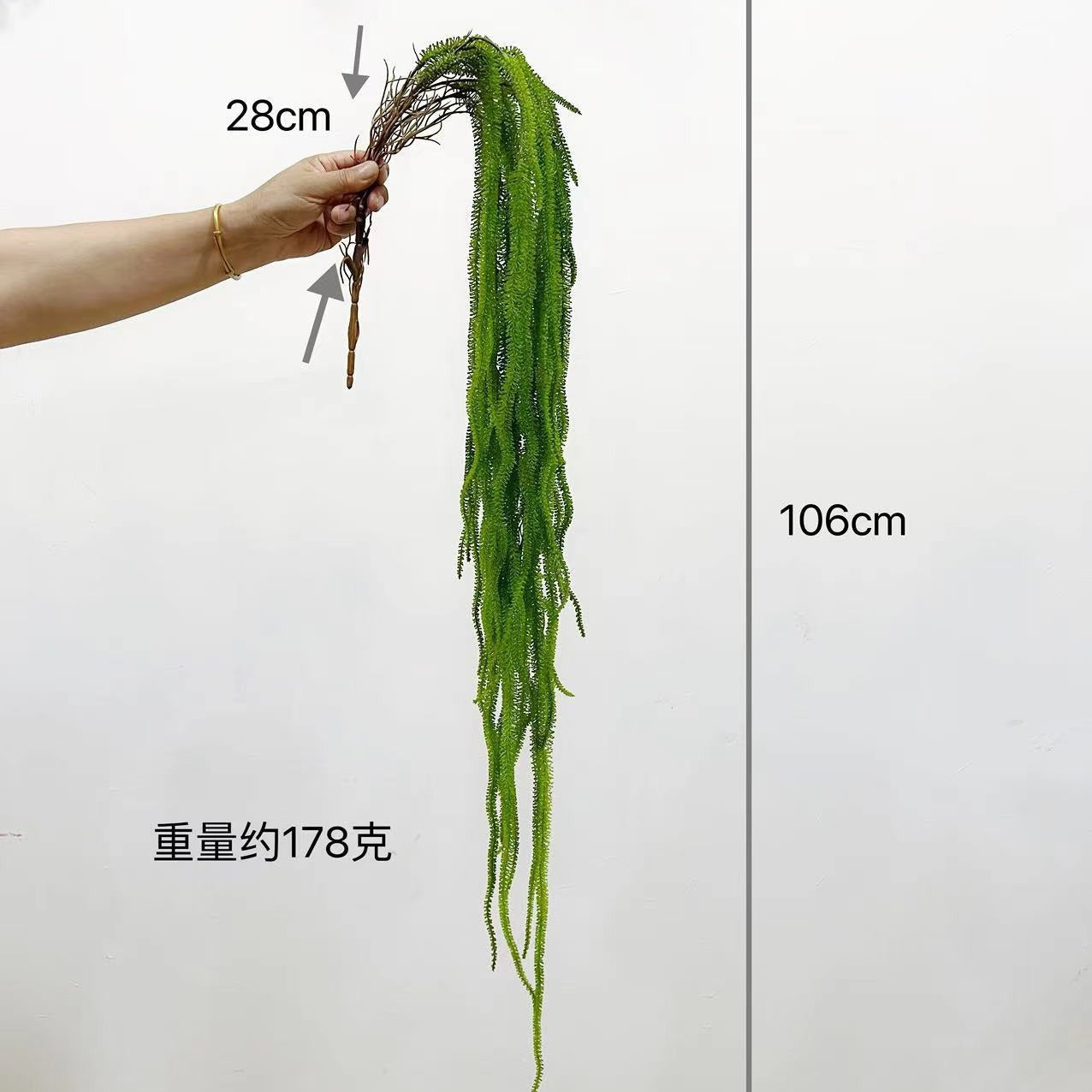 A contains yang, simulated hanging willow whiskers, simulated hanging rice, long branches, rosy lise background flower arrangement, wedding flower material, plant wall hanging