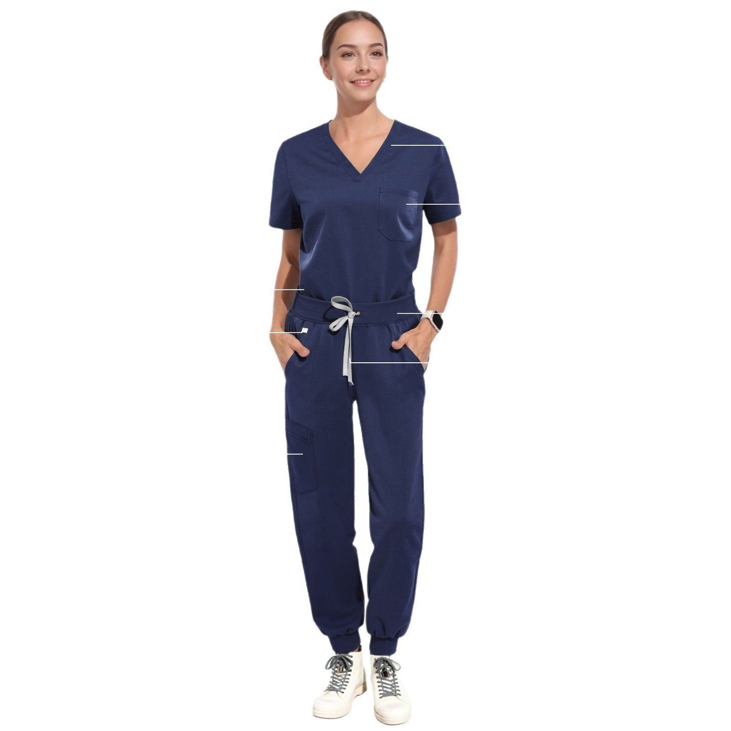 A female European and American V-neck short-sleeved hospital surgical clothes, nurse clothes, oral department nursing home pharmacy set, hand washing clothes