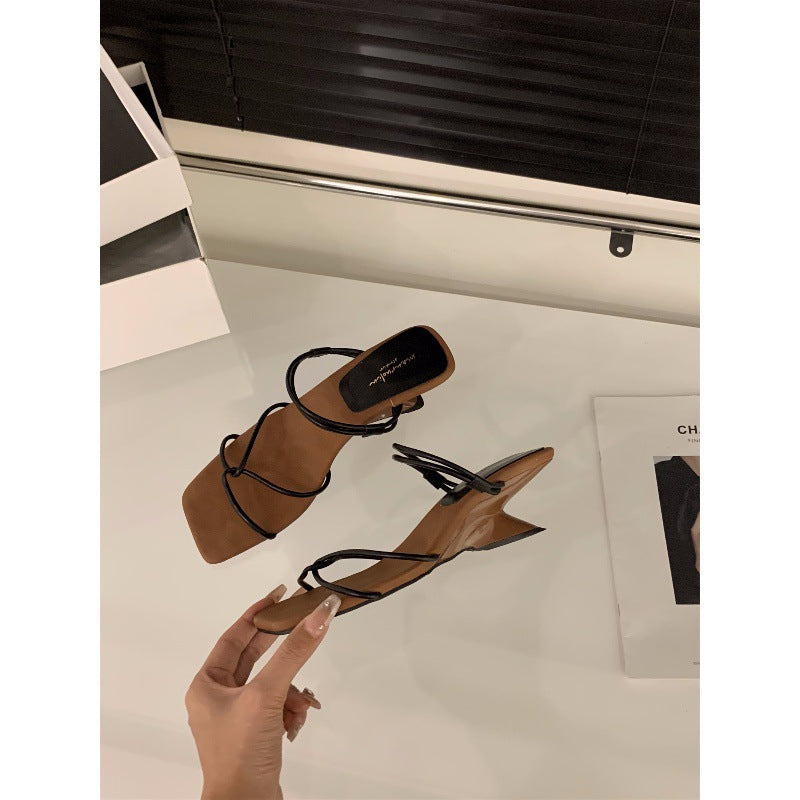 A Wedge Heel Strap Women Sandals Slippers