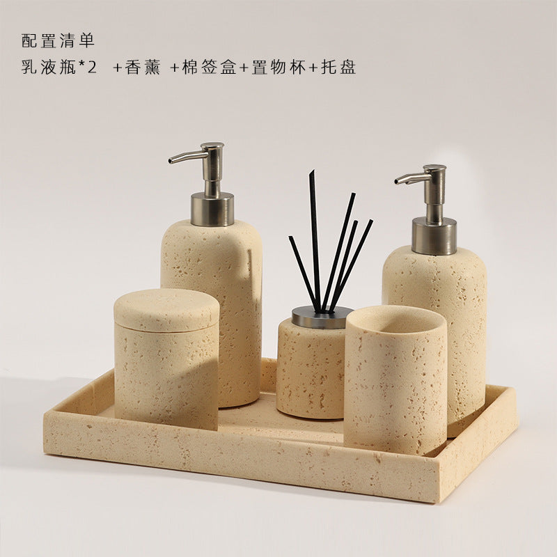 طقم حمام من حجر الترافرتين