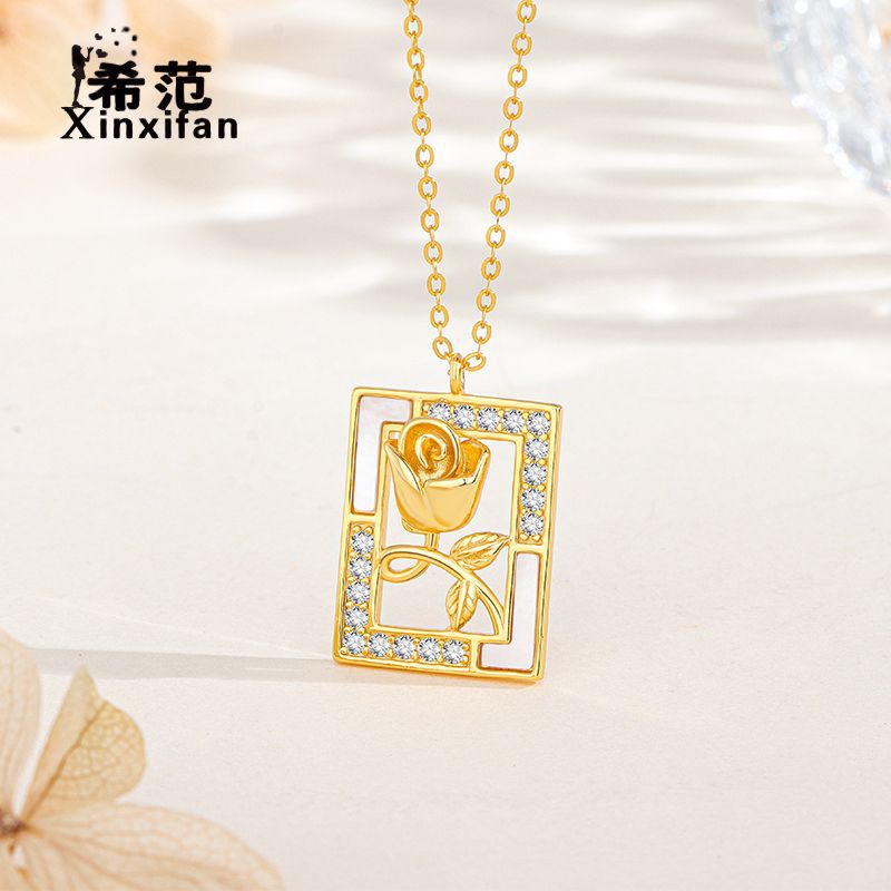 A S925 Sterling Silver Rose Necklace