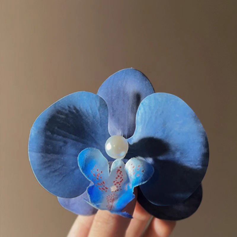 A Super Immortal Phalaenopsis Hairpin Purple Side Flower Hair Accessories Flower Clip Versatile Hairpin Antique Headdress Female Mori