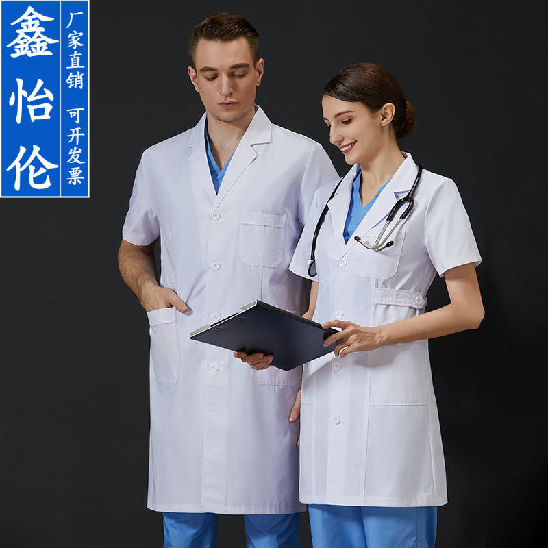A Medical White Coat Short Sleeve Long Sleeve Pharmacy Dental Hospital Doctor Nurse Laboratory Beauty Salon Workwear Spot
