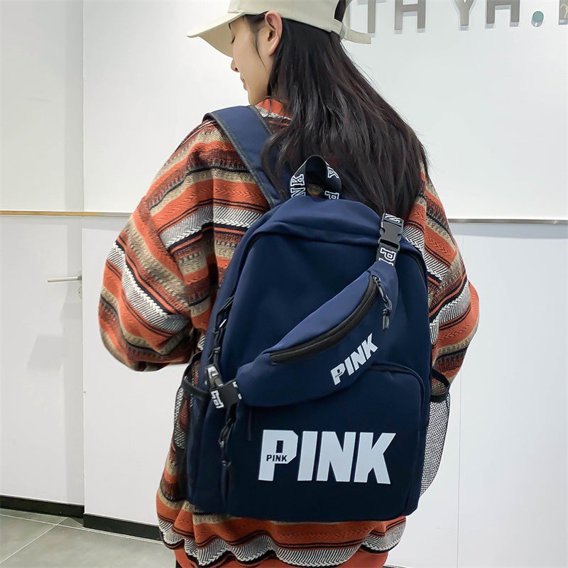 A pink backpack cross-border foreign trade women's bag backpack sequined laser student bag logo
